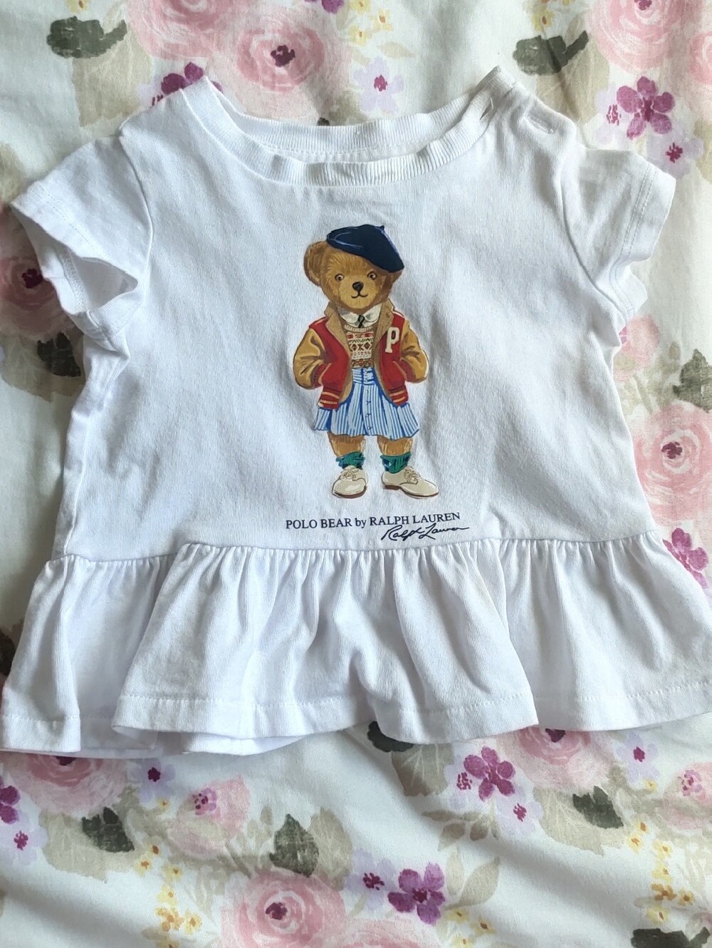Ralph Lauren White Polo Bear Peplum Tee/Dress